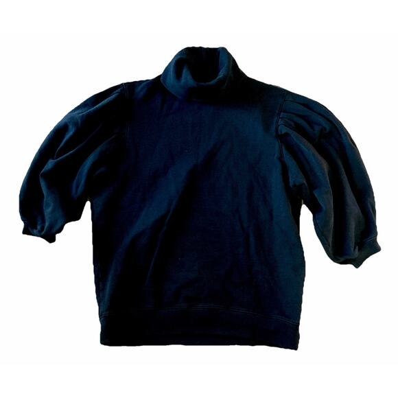 Citizens of Humanity Noeme Turtleneck Sweatshirt Sz L Black Puff Sleeve Modern - Picture 2 of 9